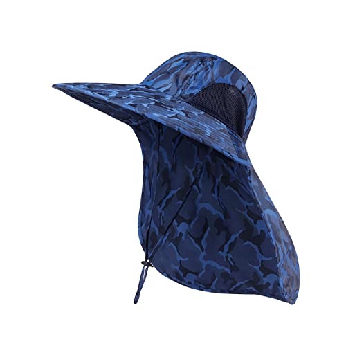 Outdoor Sun Hat for Men with 50+ UPF Protection Safari Cap Wide Brim Fishing Hat with Neck Flap, for Dad…