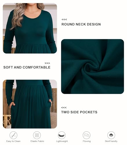 BISHUIGE 2025 Women's Plus Size Maxi Dresses Long Sleeve Casual Long Dress for Curvy Women Fall with Pockets XL-6XL4