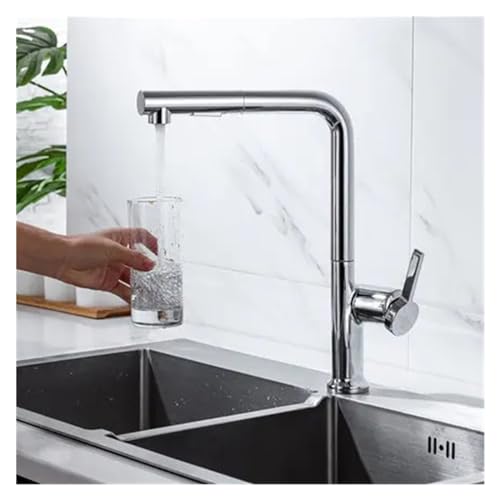 Grifo de latón con extracción giratoria y mezclador de agua fría caliente acabado negro mate