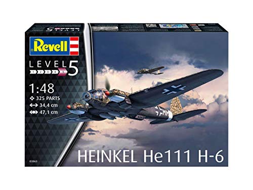 Revell REV-03863 Heinkel He111 H-6, Flugzeugmodellbausatz 1:48, 34,4 cm Modelmaking, unlackiert – Bild 3