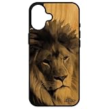 utaupia Cover per iPhone 16+ Plus Legno Silicone Lion Nature felin 512 GB Grigio Nero e Bianco Leonessa Fauve Antiurto Animale Smartphone Design