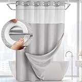 YellyHommy No Hook Shower Curtain with Snap in Liner Set Less Time Light Gray Waffle Shower Curtain for Bathroom 75' L x 72' W Light Grey