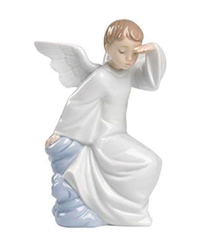 LLADRÓ Nao Collectible Porcelain Figurine: Angel Watching Over You - 7-1/4" Tall - Guardian Angel