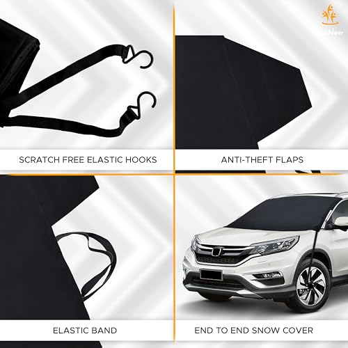 Image of EcoNour Windshield Cover for Ice and Snow | Enhanced 600D Oxford Fabric Windshield Cover for Any Weather | Water, Heat & Sag-Proof Car Windshield Snow Cover | (69 x 42 inches) (Pack of 2)
