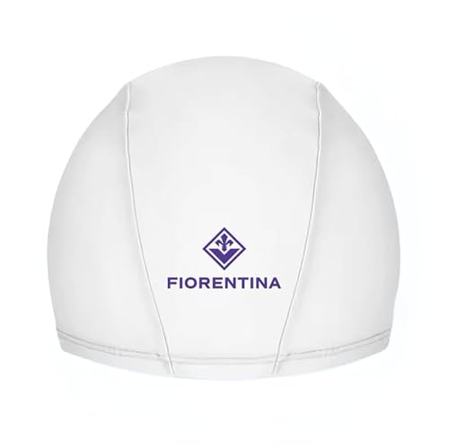 ACF Fiorentina Bonnet de Natation en Lycra pour Adultes et Enfants, Produit Officiel, Blanc