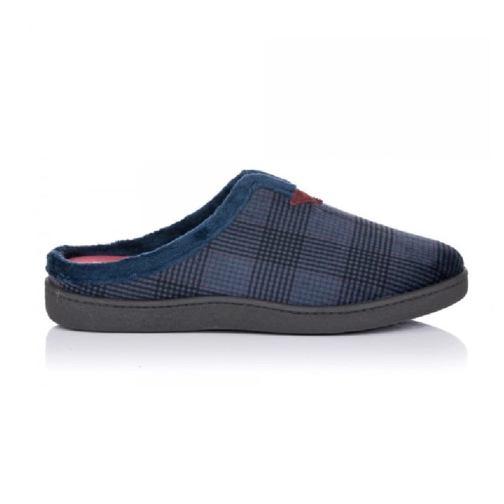 PLUMAFLEX - Zapatilla Hombre Cuadros Azul y Negro. - R12268 para: Hombre