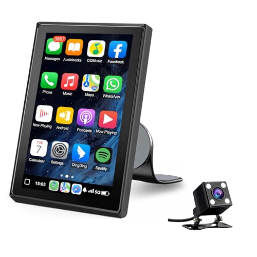 【CarPlay Wireless e Android Auto】 CarPlay Portable è compatibile con le funzioni CarPlay e Android Auto. Basta abilitare Bluetooth e Wi-Fi per connettersi. Dopo la prima connessione, l'auto si connetterà automaticamente a CarPlay all'avvio. Grazie allo schermo CarPlay, puoi accedere ad app, mappe, musica e video dal tuo smartphone, nonché controllare vocalmente lo schermo CarPlay con Siri o G--oogle Assistant.