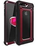 iPhone 7 Plus Case, ZUSLAB [Armor Shield] Full-Body Heavy Duty Protective Case with Built-in Clear Screen Protector Water Resistant DustProof Cover for Apple iPhone 7 Plus 2016 (Red / Black)