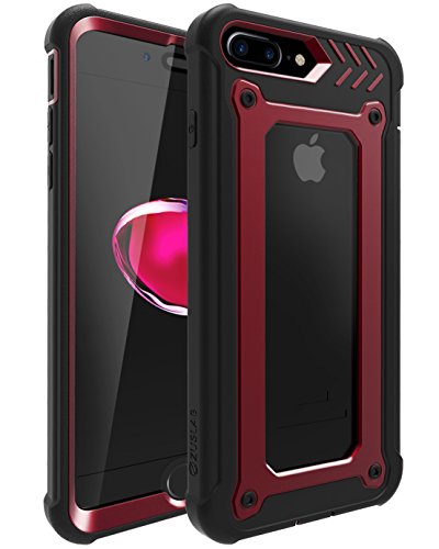 iPhone 8 Plus/iPhone 7 Plus Case, ZUSLAB Armor Shield Full-Body Heavy Duty Protective Case with Built-in Screen Protector, Impact Resistant Bumper for iPhone 8 Plus/iPhone 7 Plus (Red/Black)