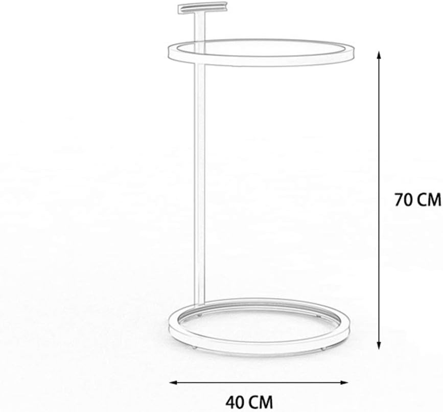 Sofa Side Table Iron Structure, Bedside Table with Stable Base, End Table Height 70cm, Easy to Move, Rounded Corner Design, for Living Room,B