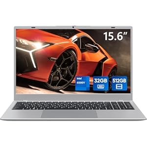 Computadora portátil, 32 GB de RAM/512 GB SSD, pantalla FHD de 15.6 pulgadas, procesador Intel 6500Y computadora portátil para escuela, negocios, soporte 2.4G/5G Hz WiFi, BT