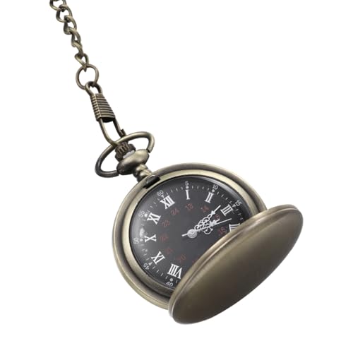 KESYOO レトロ両面クォーツ懐中時計 古色 アナログ表示 クラシックデザイン 長チェーン付き メンズ レディース 兼用 ファッションアクセサ