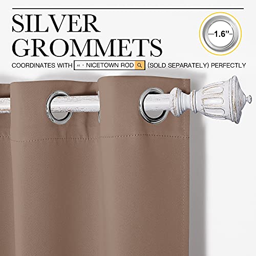 Image of NICETOWN Bedroom Blackout Curtains and Drapes - Window Treatment Thermal Insulated Solid Grommet Blackout Draperies for Bedroom (Set of 2 Panels, 55 by 90 Inch, Cappuccino)