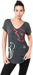 Ultra Game Women's NFL Soft V-Neck Tee Shirt, Houston Texans, Charcoal Heather, X-Large