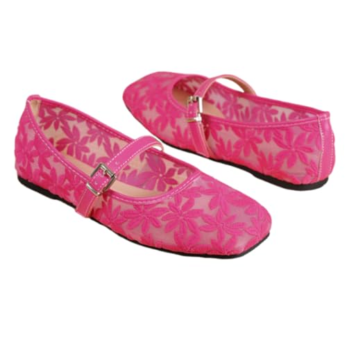 Bailarinas Mary Jane florales: zapatos planos cómodos para caminar sin dolor en los pies