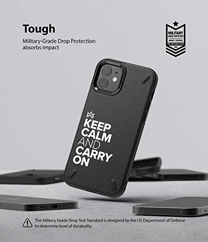Image of Ringke Onyx Design for iPhone 12 mini Case Back Cover, [Extreme Tough] Rugged Protection Durable Anti-Slip TPU Impact Shock Absorbent for iPhone 12 mini Back Cover Case - Keep Calm and Carry On