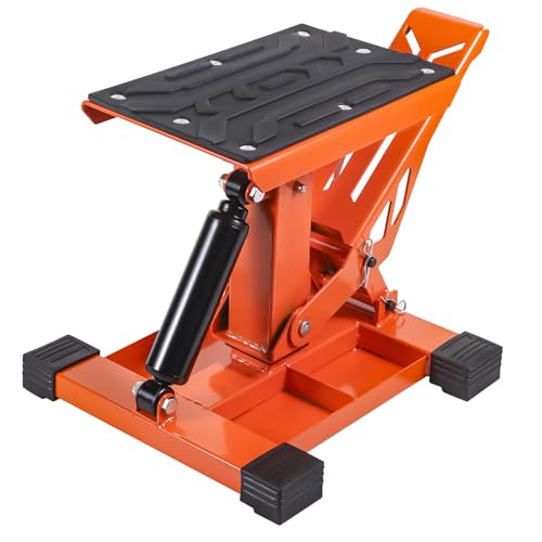 Adjustable Dirt Bike Stand with with Tool Trays 1000LBS Capacity Hydraulic Lift Motorcycle Jack Stand Powersports Stand for Dirtbike ATV Motorcycle -Hoist Table for Dirt Pit Bike Repair Maintenance