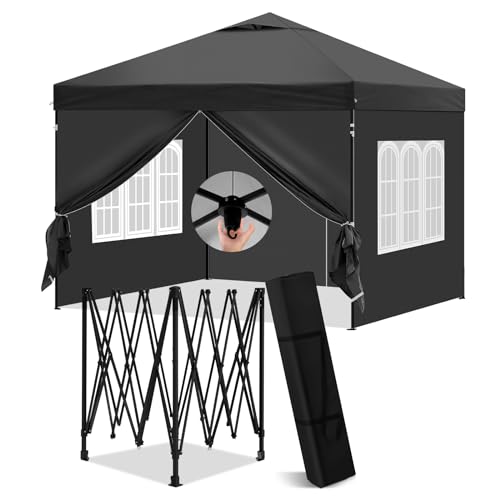 Laneetal Cenador 3x3m, Carpa Plegable para Exterior, Cenador con Paredes Laterales, Gazebo, Pabellón de Jardín para Camping, Pérgola Tienda de Fiestas, Carpa Impermeable,Antracita