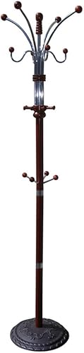Ore International Six Foot Wood and Chrome Coat Rack, Cherry Finish