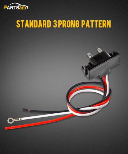 Image of Partsam 8X Truck Trailer Molded 3 Prong Pigtail Harness Stop Turn Tail Brake Backup Light