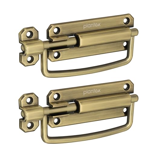 Image of Plantex Door Stopper /5 Inch Baby Latch Kadi /Door Latch for Bathroom /Door Lock for Home /Office Doors - Pack of 2 (Brass Antique)