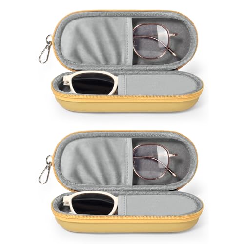 Image of Double Eyeglasses Case, Dual Glasses Sunglasses Organizer with Zipper Closure, Eyewear Storage Box for Men Women Travel