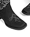 Pasuot Western Cowboy Boots for Women - Black Square Toe Mid Calf Cowgirl Boots, Low Chunky Heel Country Boot with Classic Retro Embroidery Pull On for Ladies Rodeo Festival Concert US 8