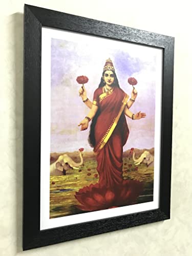 Image of Adventures� *Goddess Lakshmi & Saraswati Devi*- Two Paintings by Raja Ravi Varma, Set of 2 Wall D�cor Frames. Matt Satin Print with MDF & 1 inchPS Black Frame. Size 14 inchx18 inch each.