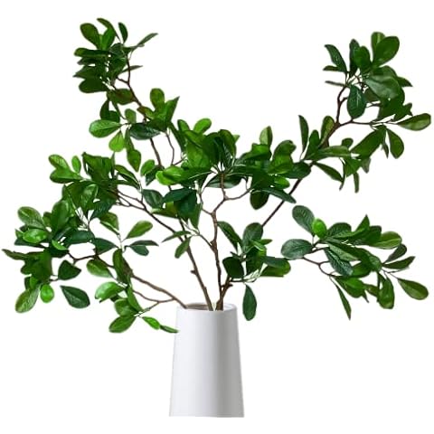 Artificial Ficus Greenery Twig Branches Faux Tree Twig Leaves Plant Lifelike Artificial Stems for Home Office Decoration (Green, Pack of 2) Cover