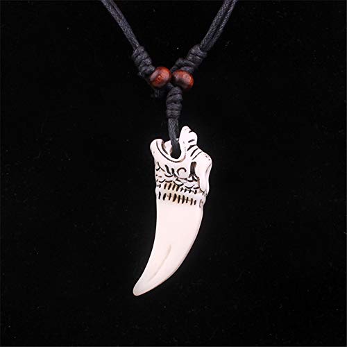 Ailiessy 2Pcs Wolf Shark Tooth Necklace Wolf Fangs Sharktooth Pendant Necklace for Men Women Personalized Jewelry Set Gifts