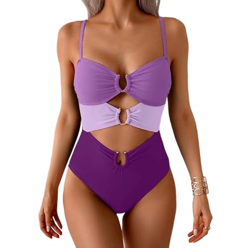 Badeanzug Damen Bauchweg Push Up Einteiliger Bademode Cut Out Monokini Wickeloptik Badeanzüge Sexy Schwimmanzug Tummy Control Badebekleidung One Piece Swimsuits