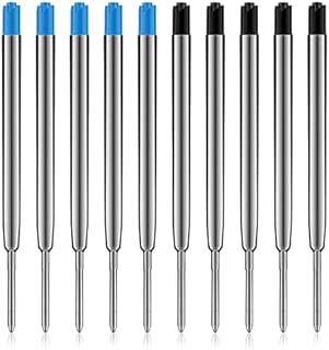 Molain Replaceable Ballpoint Pen Refills, 10 Ball Point Pen Refills, 1mm Medium Point Pen Refills, Ball Points Pen Refills, Metal Ink Pen Refills for Daily Work School Office Supplies (Blue+Black)