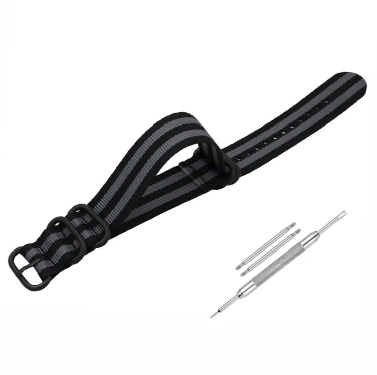 Image of Lineon 20mm & 22mm Black Buckle Nylon Vintage Style NATO Watch Strap ONE WAY NATO Nylon STRAP Imported Quality With Pins and Pin Remover Tool (Include)