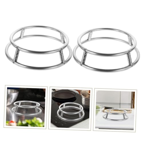 SHOWERORO 2pcs Round Pot Rack Stainless Steel Pot Holder for Kitchen Multi-functional Frying Pan Rack and Design Gas and Electric Stoves - Thumbnail 6