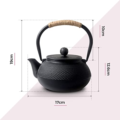 Elegant Large Classic Chinese Cast Iron Teapot with Stainless Steel Infuser (1200ml/5 Cups) - Image 3