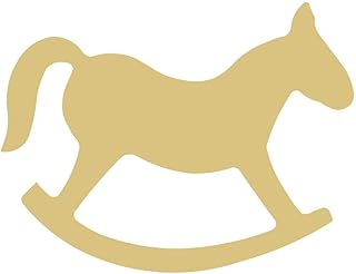 Rocking HorseCutout Unfinished Wood Western Rustic Cabin Vintage Toy MDF Shape Canvas Style 1 (12")