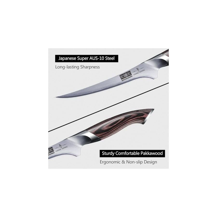 HOSHANHO Fillet Knife 7 Inch, Super Sharp Boning Knife in High Carbon Steel AUS-10, Professional Japanese Fish Knife for Meat Poultry Cutting