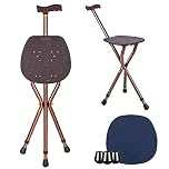 LINGTHIN Walking Stick with Seat for Men 265 lbs Capacity, Large Seat Board Height Adjustable Foldable Walking Cane with Seat, Cane Stool for Elderly Men, Adults and Convalescent People.