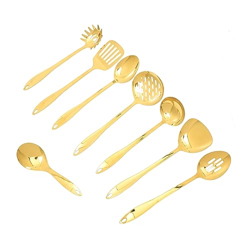 iplusmile 1Juego Utensilios De Cocina Inoxidable De Espátulas y Cucharas Doradas Para Herramientas De Cocina Esenciales