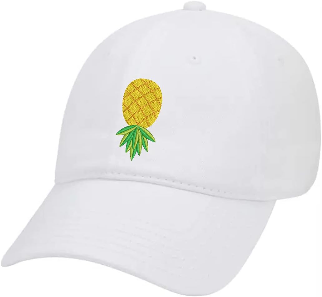 Trenz Shirt Company Upside Down Pineapple Embroidered Twill Baseball Cap Unisex Dad Hat with Adjustable Metal Buckle Back