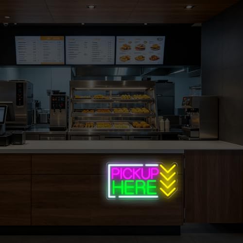 Image of Pick Up Here Neon Sign Coffee Restaurant Pick-up Area LED Light