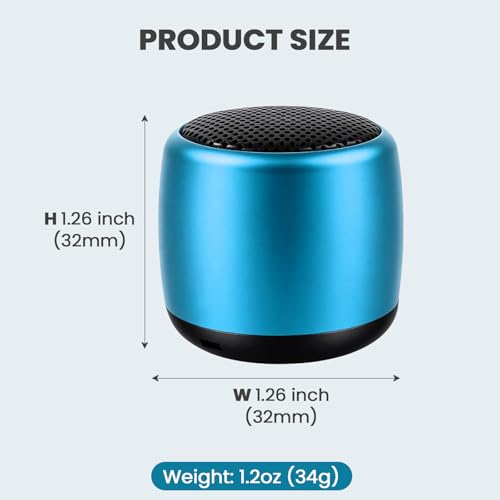 Image of Best Mini Portable Bluetooth Speaker with HD Sound & Bass I Smallest Wireless Bluetooth Speakers for Phone /PC /Tablet I Photo Selfie Button Answer Phone Calls I Cute Tiny Speaker (Blue)