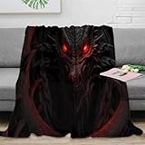 NAOFEKUID 3D Gedruckte Schwarzer Drache Decke Mikrofaser Sofa Dekor Drachen Tagesdecke Erwachsene Schlafzimmer Ganzjährig 60x80(150x200cm)