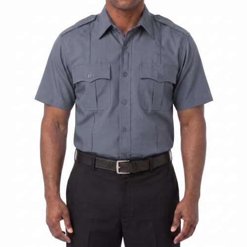Image of First Class 100% Polyester Short & Long Sleeve Zippered Uniform Shirt 4 Pocket Hidden, Law Enforcement BDU Zipper Closure.
