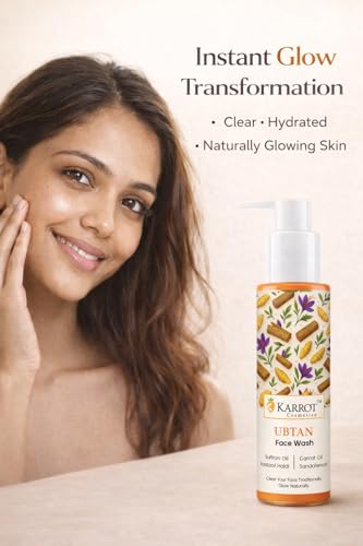 Image of KARROT Face Wash for Tan & Dull Skin | Ubtan Face Wash with Turmeric, Saffron, Sandalwood & Carrot Oil Helps Support Clear, Radiant Skin | Daily Cleanser 100ml