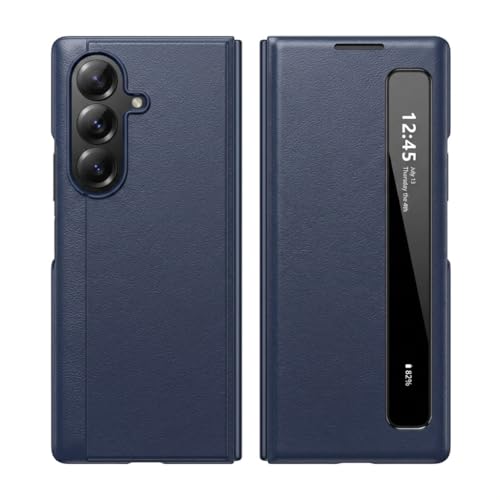 Image of MILLION CASES Intelligent View Side Window Flip Case for Samsung Galaxy Z Fold6, Galaxy Z Fold6 Back Cover Case(2024) - Leather | Brilliant Blue