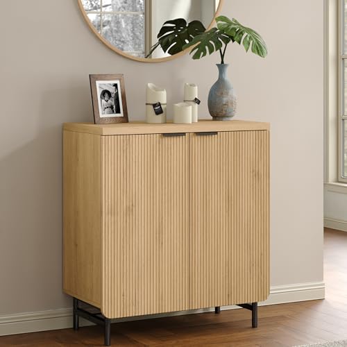 Yanosaku 31.5" Fluted Buffet Cabinet with Storage, Modern Wood Sideboard