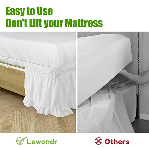Lewondr P723314096001 Ruffled White Bed Skirt thumb #2