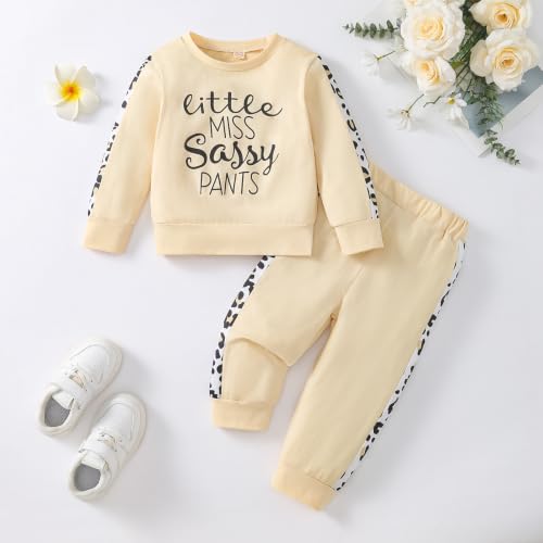 Image of Toddler Baby Girl Fall Clothes Sweatshirt Pants 2Pcs Outfits 1-5T