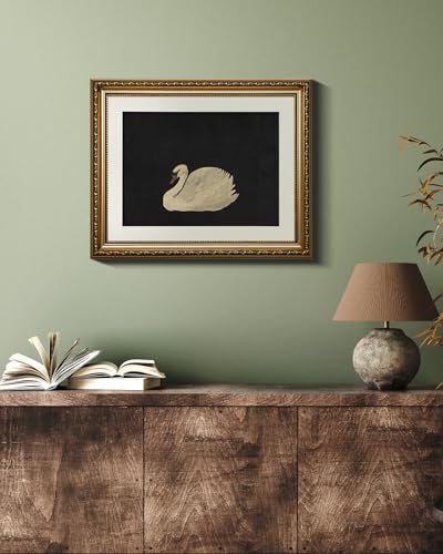 viyyiea gold framed wall art canvas print home decor vintage swan decoration grace swan art painting pictures rustic bathroom wall decor animal farmhouse artwork for living room bedroom office 13x16in